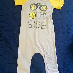 Rags to Raches Yellow and Gray Footies One Piece